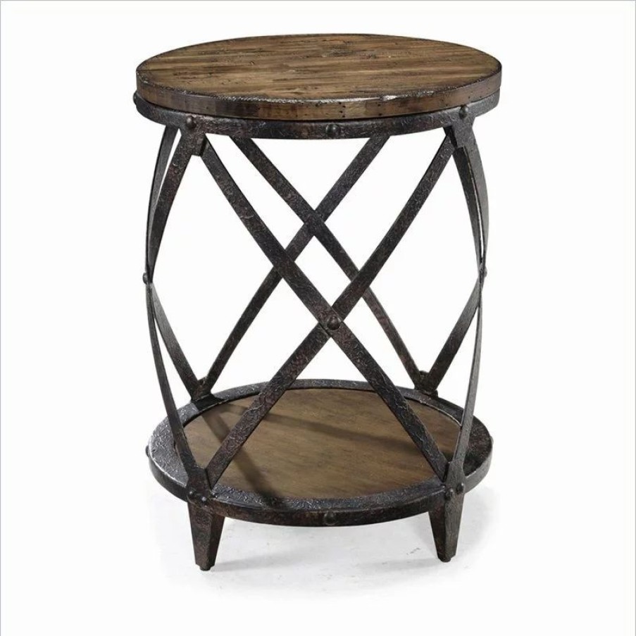Coffee & Accent Tables * | Magnussen Home Furnishings Magnussen Pinebrook Round Accent Table In Distressed Pine
