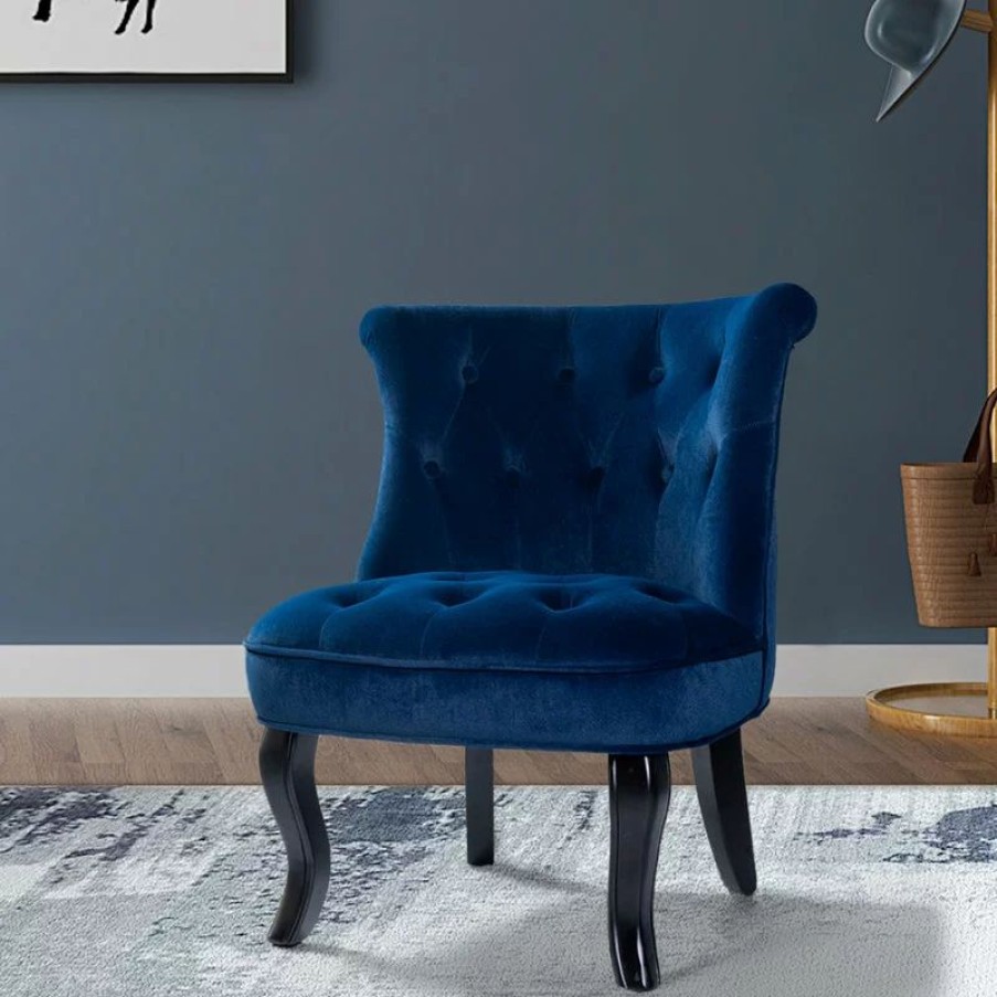 Chairs * | Karat Home Jane Accent Chair, Navy
