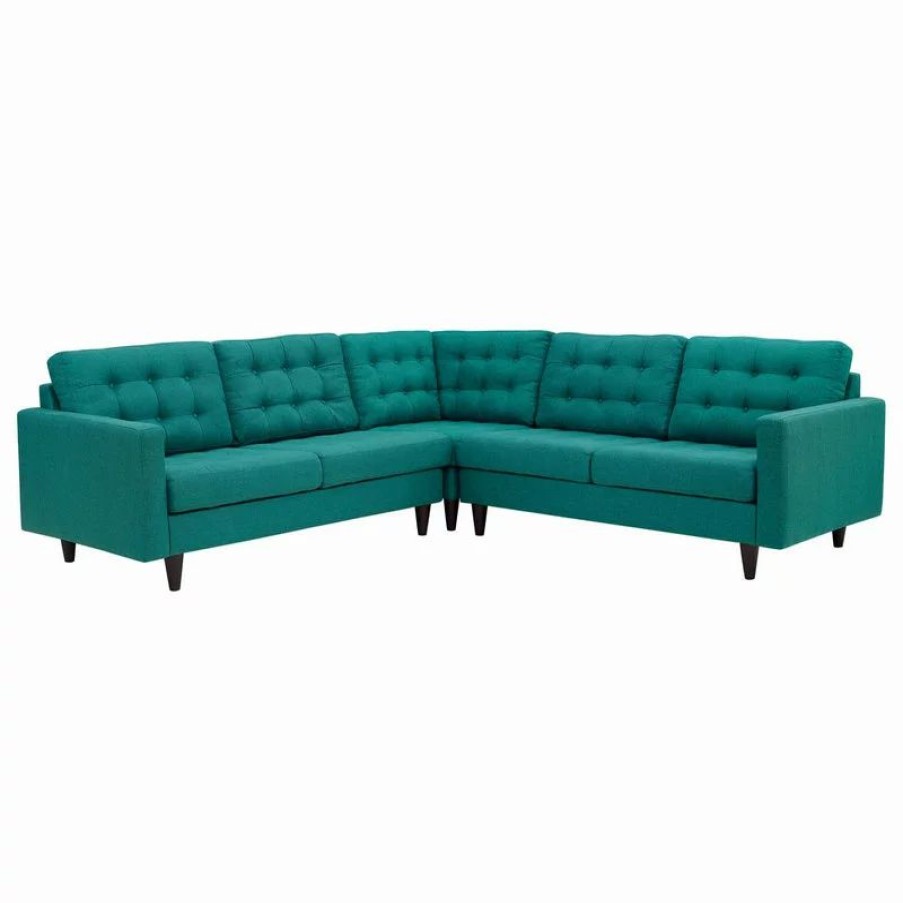 Sofas & Sectionals * | Lexmod Empress 3-Piece Upholstered Fabric Sectional Sofa Set, Teal