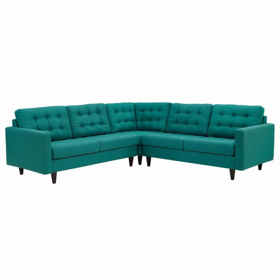 Sofas & Sectionals * | Lexmod Empress 3-Piece Upholstered Fabric Sectional Sofa Set, Teal