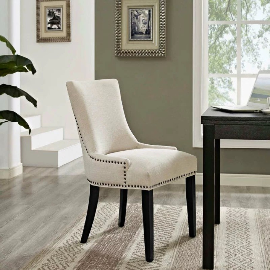 Chairs * | Lexmod Marquis Upholstered Fabric Dining Chair, Beige