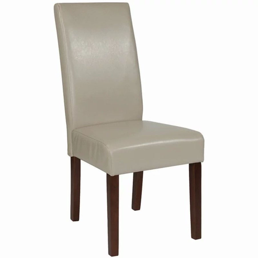 Chairs * | Flash Furniture Greenwich Series Beige Leather Parsons Chair