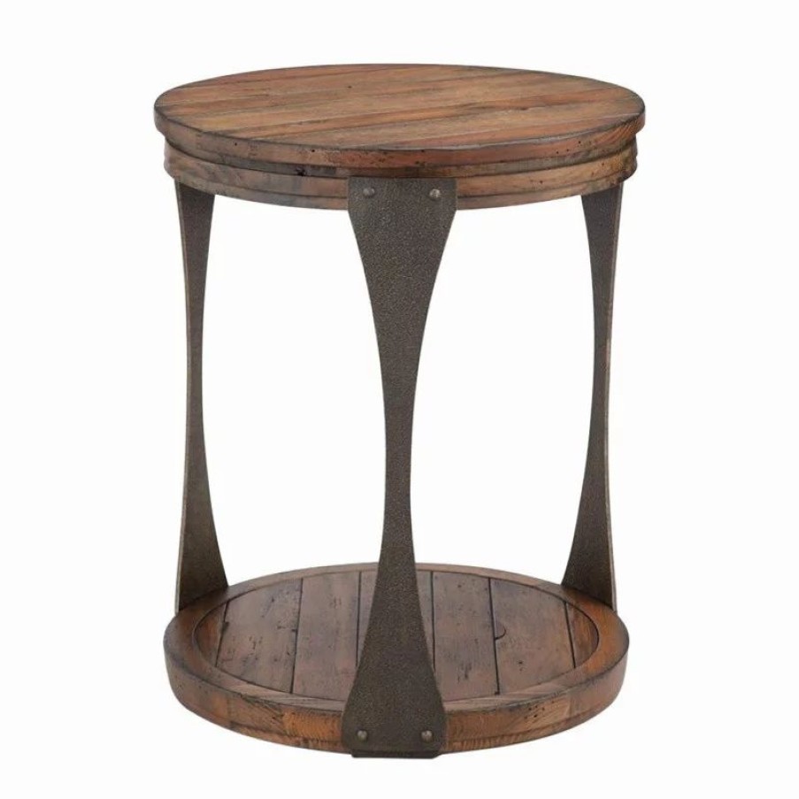 Coffee & Accent Tables * | Magnussen Home Furnishings Magnussen Montgomery 20 Round Industrial Accent Table In Bourbon