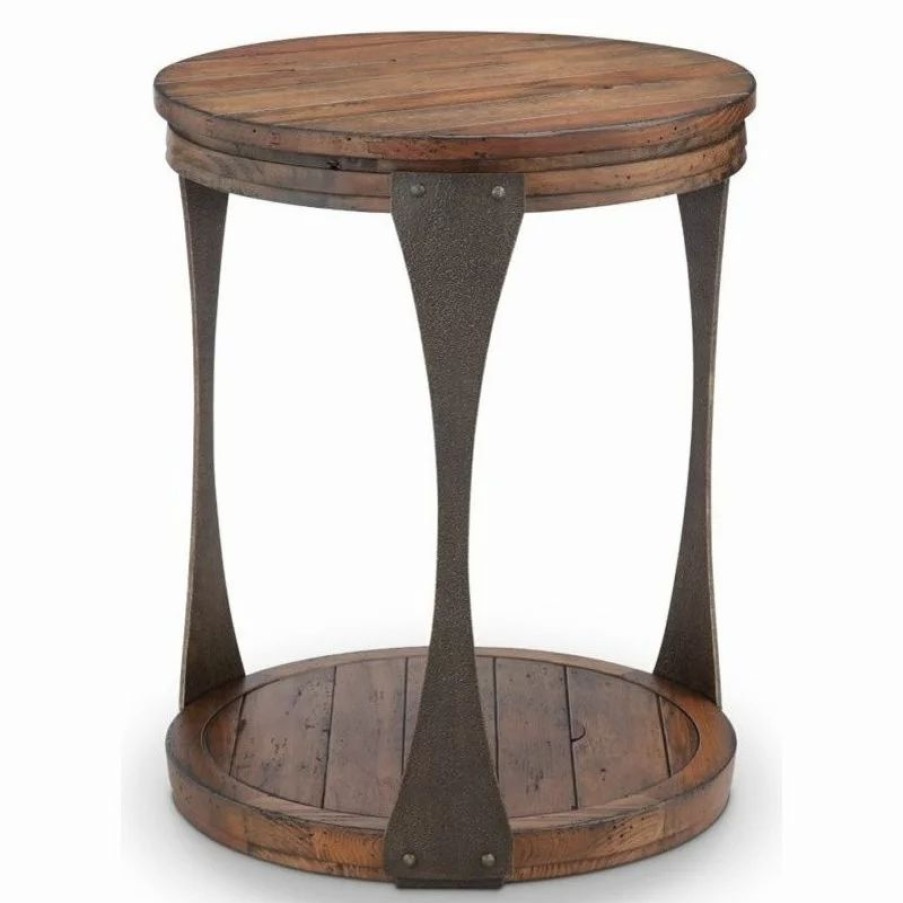 Coffee & Accent Tables * | Magnussen Home Furnishings Magnussen Montgomery 20 Round Industrial Accent Table In Bourbon