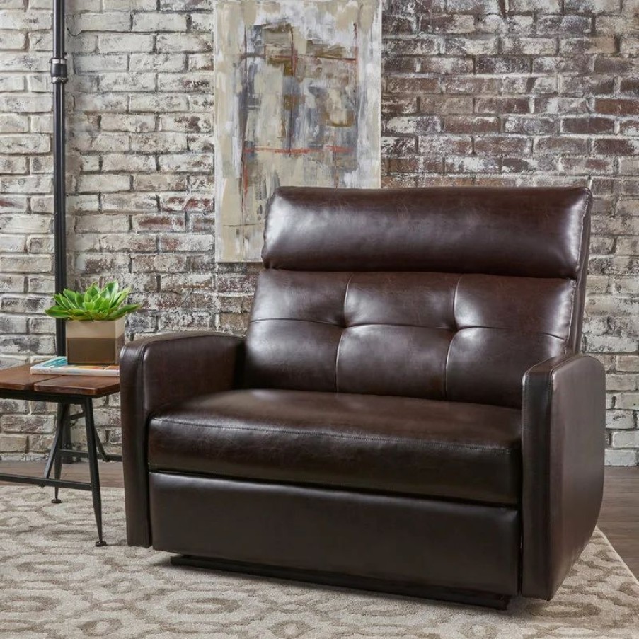 Sofas & Sectionals * | Gdfstudio Gdf Studio Hana Soft Brown Leather 2 Seat Recliner