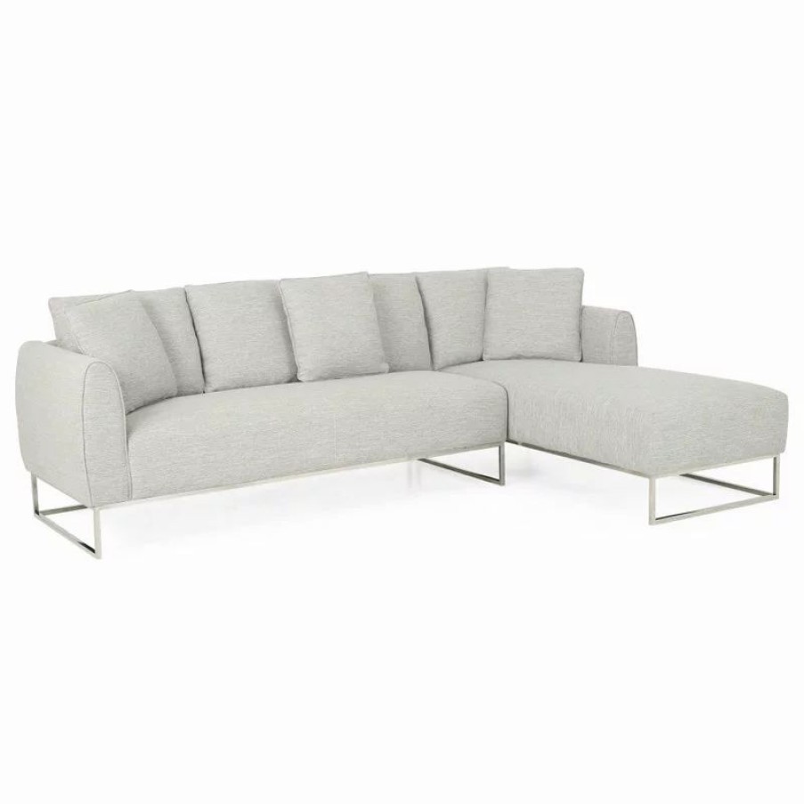Sofas & Sectionals * | Gdfstudio Harley Sectional Sofa With Chaise Lounge, Light Gray, Silver
