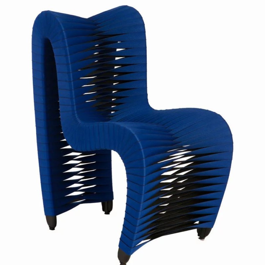 Chairs * | Mod The Bradbury Dining Chair, Blue And Black, Cotton