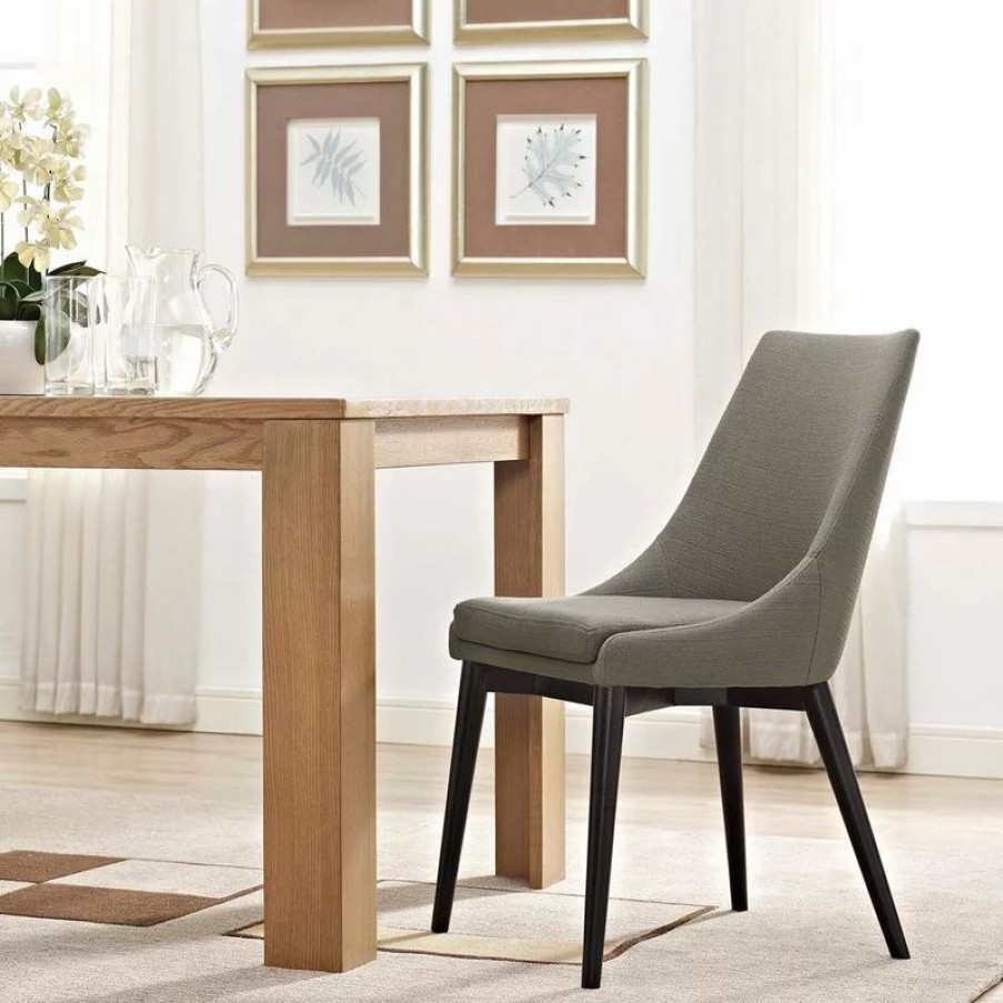 Chairs * | Lexmod Viscount Upholstered Fabric Dining Side Chair, Granite
