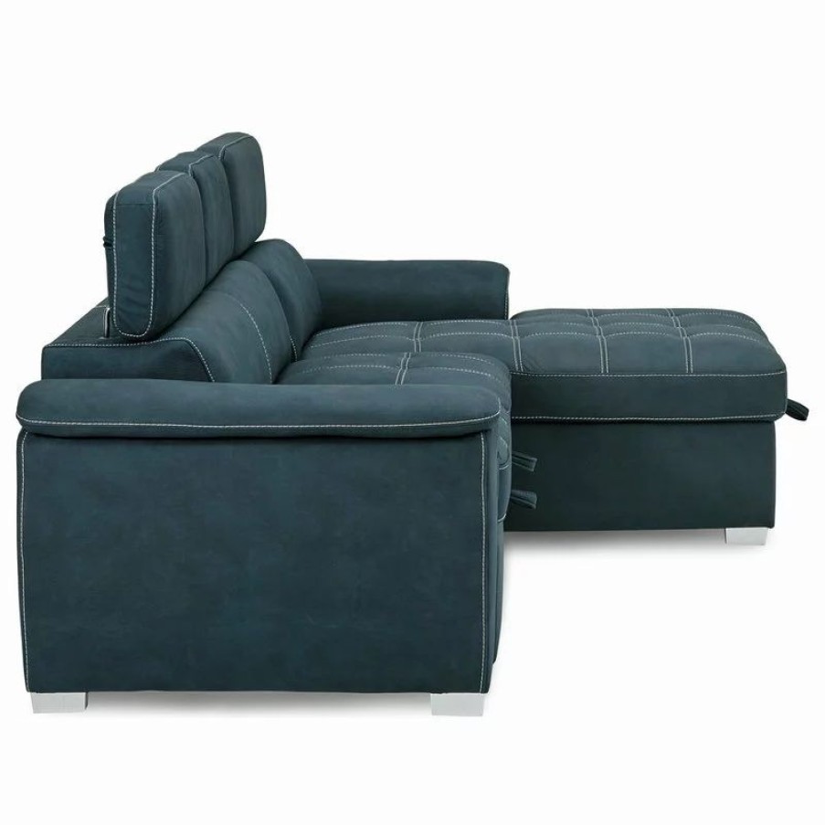 Sofas & Sectionals * | Lexicon Home Elenor 2-Piece Set Sectional Sofa With Pull-Out Bed And Storage, Blue