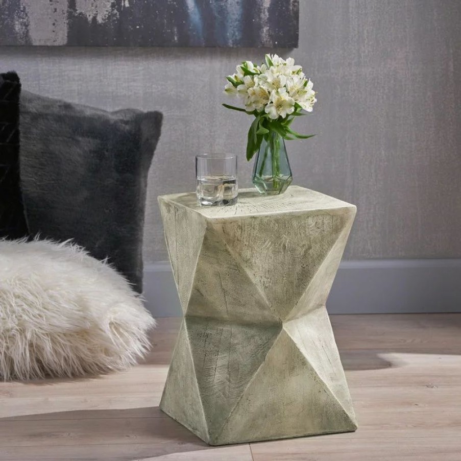 Coffee & Accent Tables * | Gdfstudio Gdf Studio Manuel Indoor Lightweight Concrete Accent Table, Light Gray