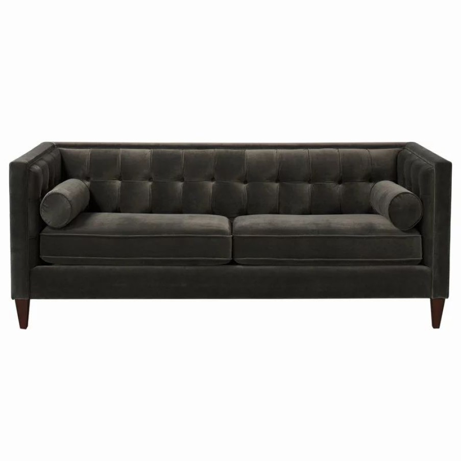 Sofas & Sectionals * | Jennifer Taylor Home Jack 84 Modern Tuxedo Tufted Sofa, Charcoal Gray Velvet