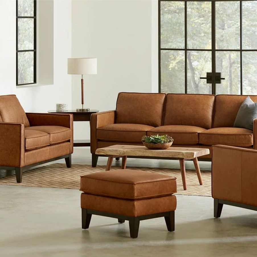 Footstools & Ottomans * | Hello Sofa Home Pimlico 100% Top Grain Leather Ottoman