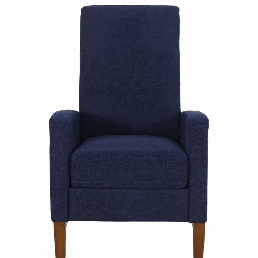 Chairs * | Gdfstudio Plevna Fabric Upholstered Pushback Recliner, Navy Blue And Brown