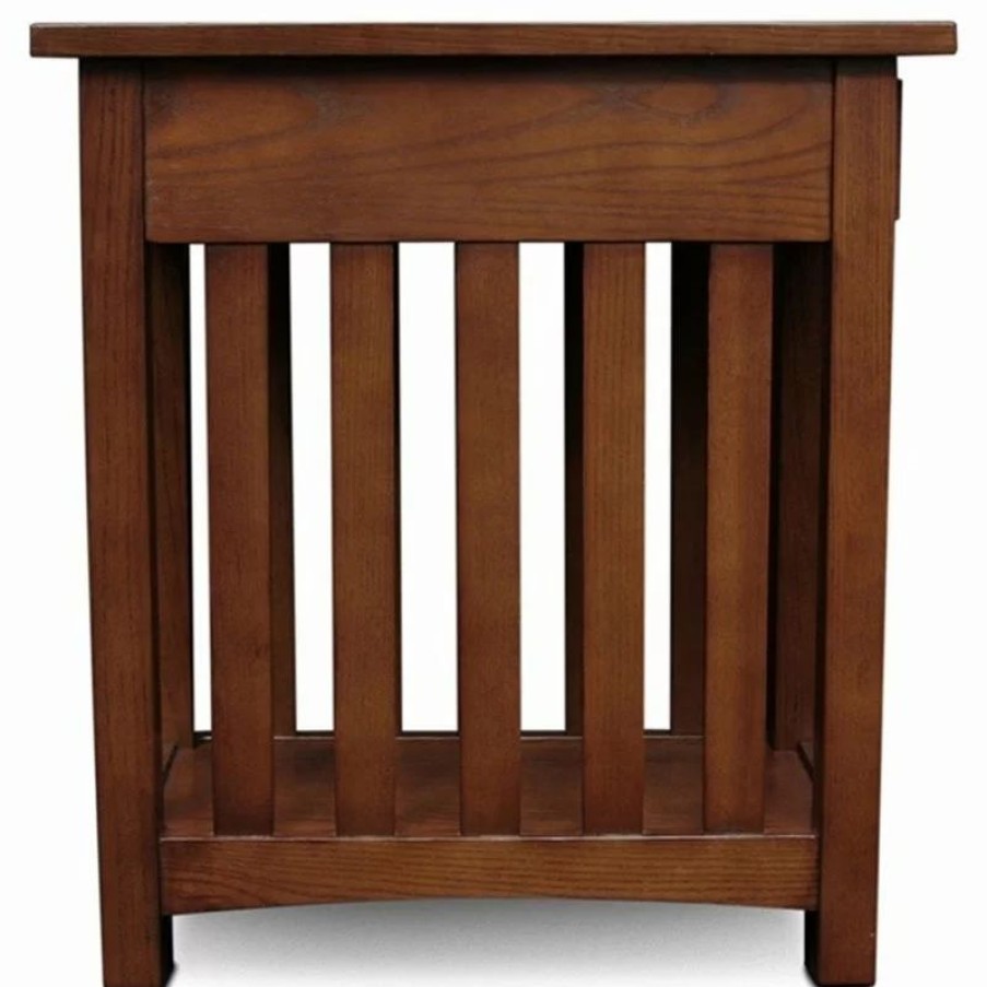Coffee & Accent Tables * | Leick Home Leick Furniture Mission Wood End Table In Medium Oak Brown