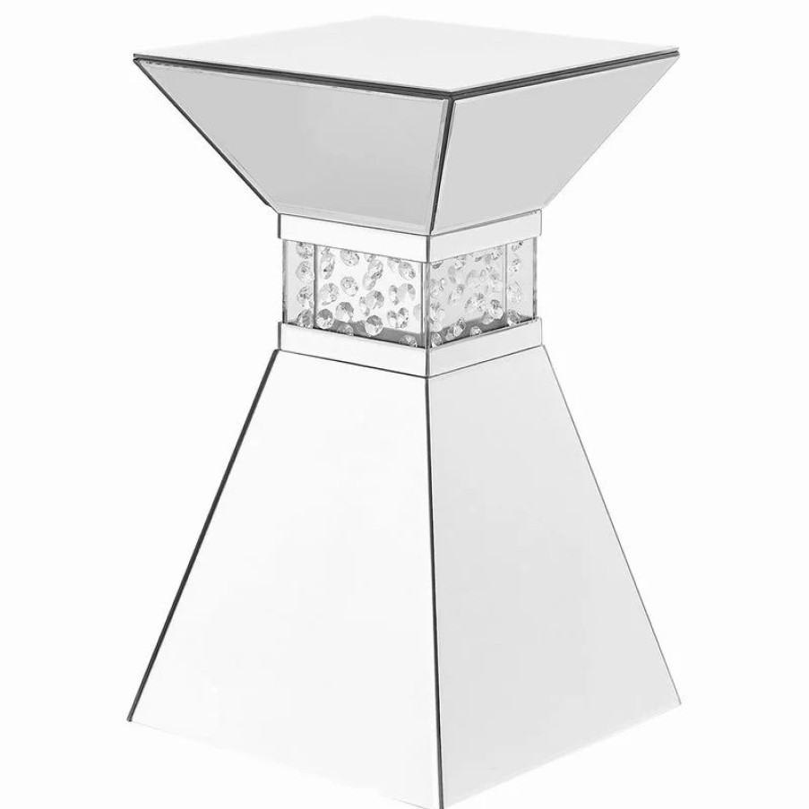 Coffee & Accent Tables * | Elegant Furniture & Lighting 12 Crystal End Table, Clear Mirror Finish