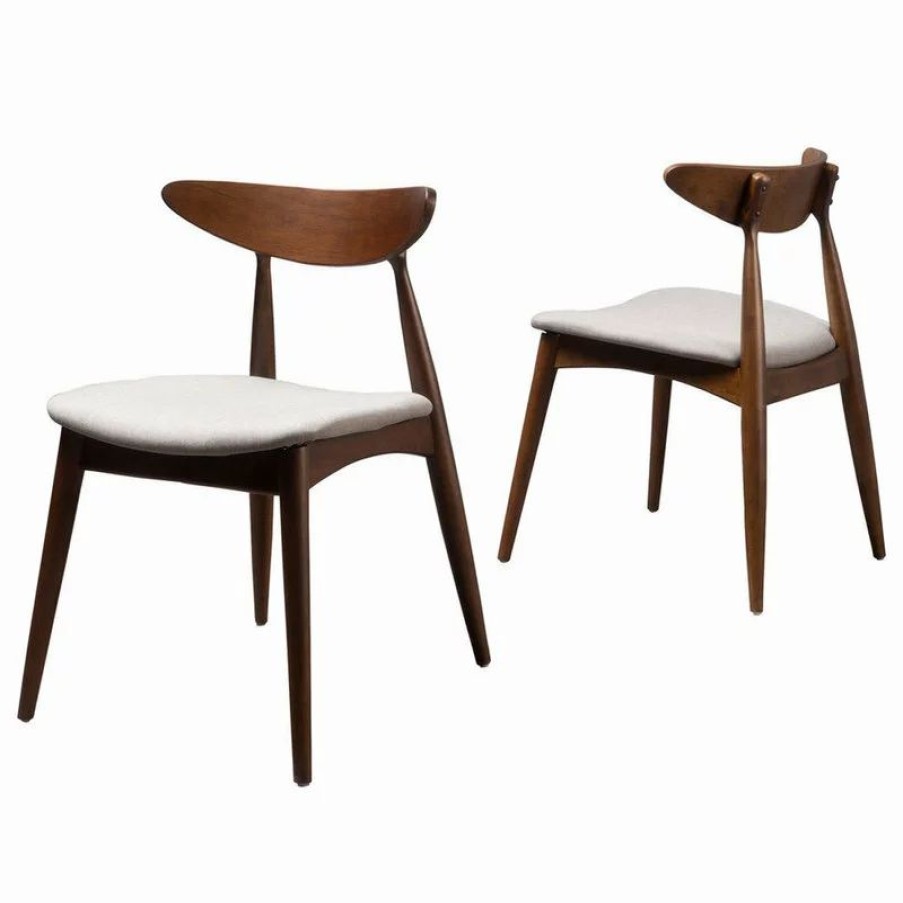 Chairs * | Gdfstudio Gdf Studio Issaic Mid Century Design Wood Dining Chairs, Set Of 2, Light Gray/Wa