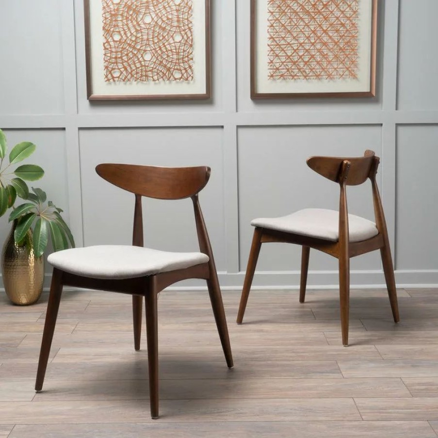 Chairs * | Gdfstudio Gdf Studio Issaic Mid Century Design Wood Dining Chairs, Set Of 2, Light Gray/Wa