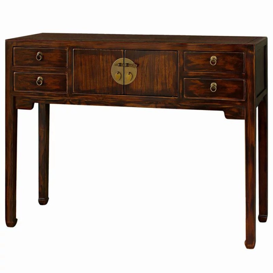 Console Tables * | China Furniture And Arts Mahogany Finish Elmwood Chinese Mandarin Console