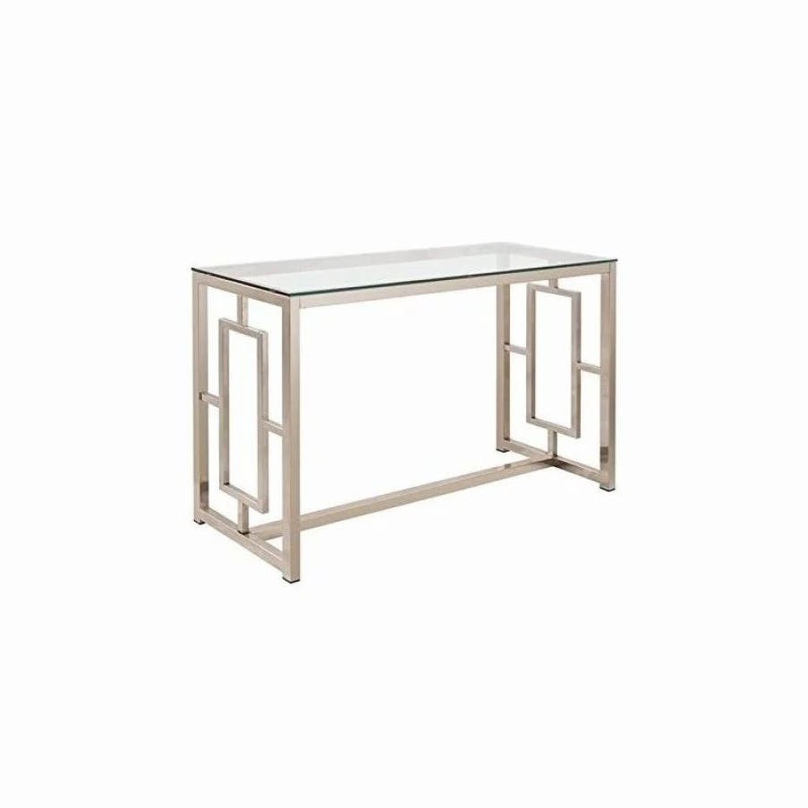 Console Tables * | Coaster Home Furnishings Coaster Cairns Glass Top Console Table In Nickel And Clear