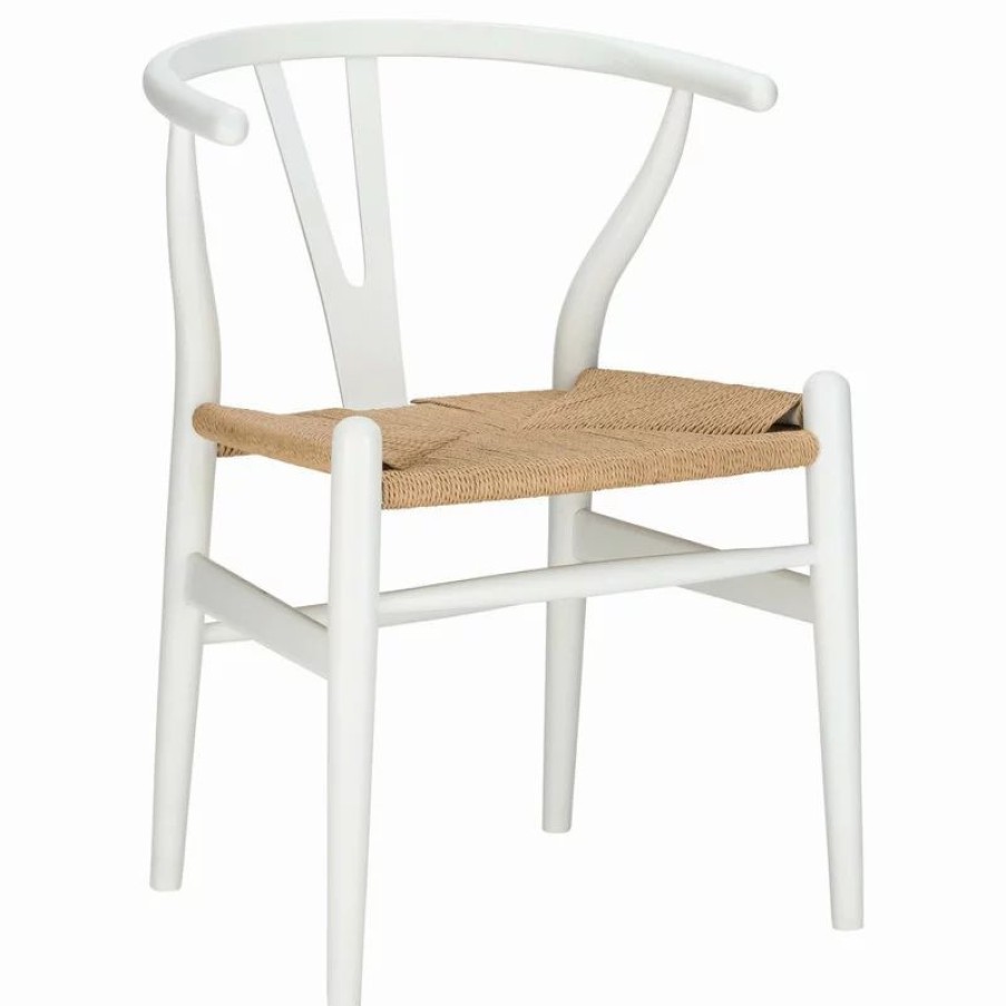 Chairs * | Mod The Sawyer Dining Chair, White, Wood And Rope