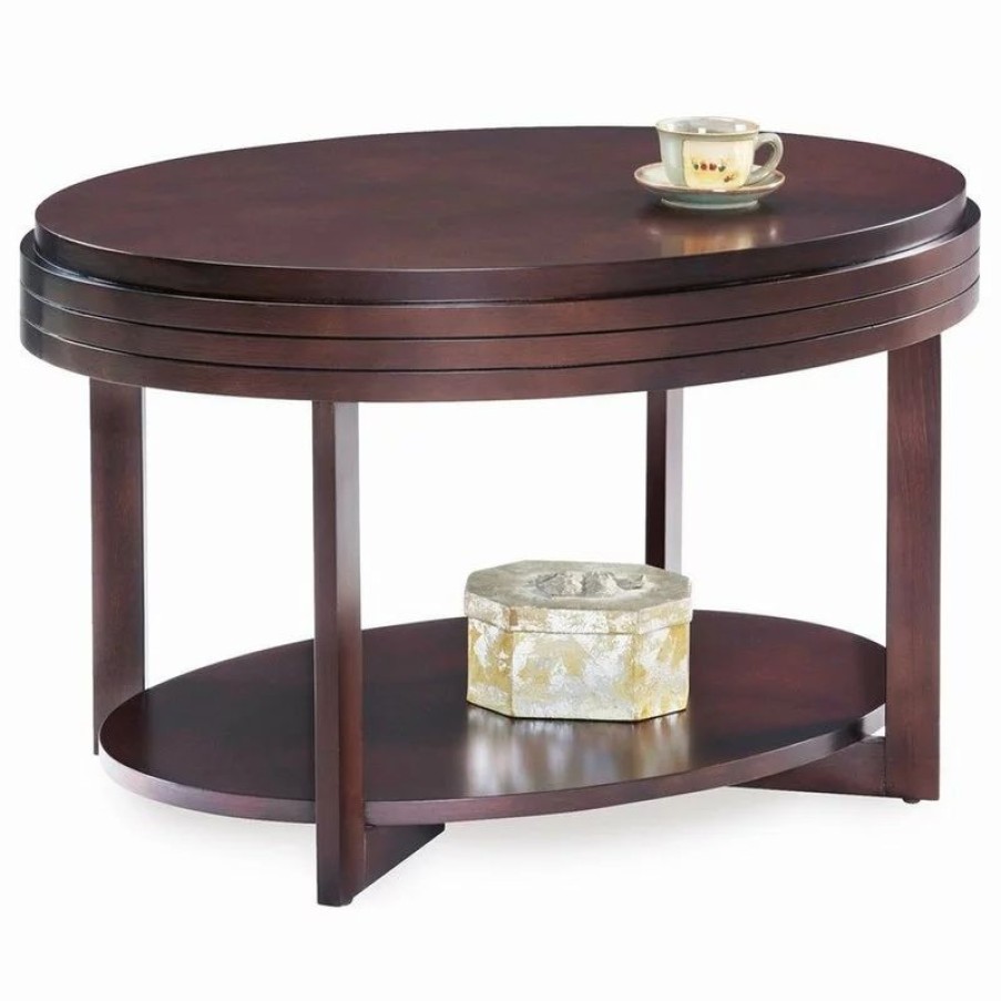 Coffee & Accent Tables * | Leick Home Leick Favorite Finds Oval Wood Coffee Table In Brown/Chocolate Cherry