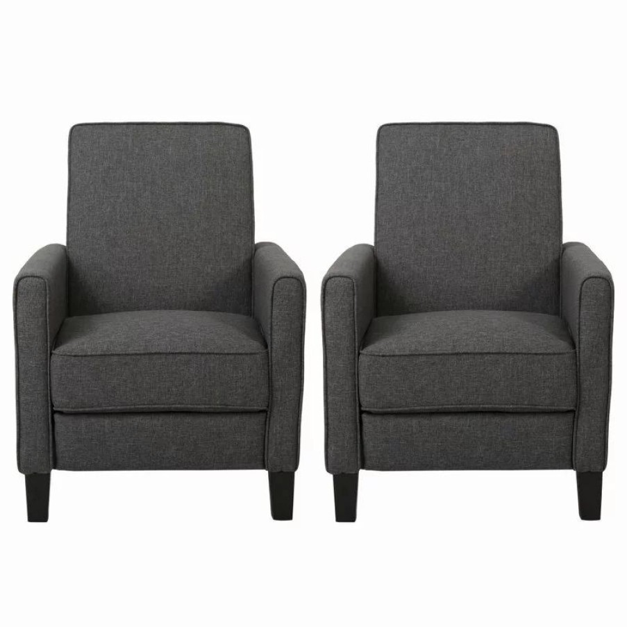 Chairs * | Gdfstudio Susan Fabric Recliner, Set Of 2, Smoke And Dark Brown