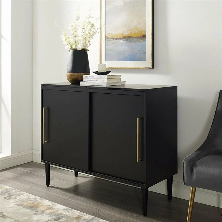 Console Tables * | Crosley Everett Media Console Table In Matte Black