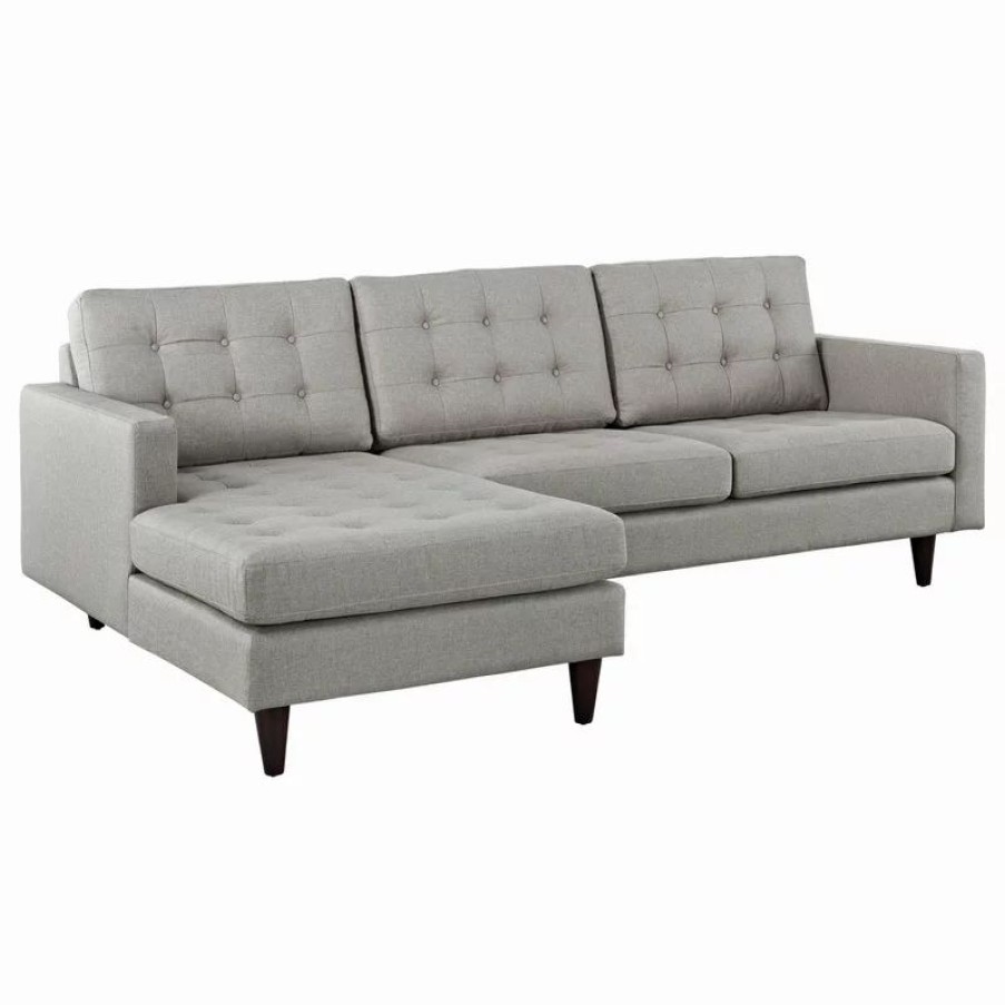 Sofas & Sectionals * | Lexmod Empress Left-Facing Upholstered Fabric Sectional Sofa, Light Gray