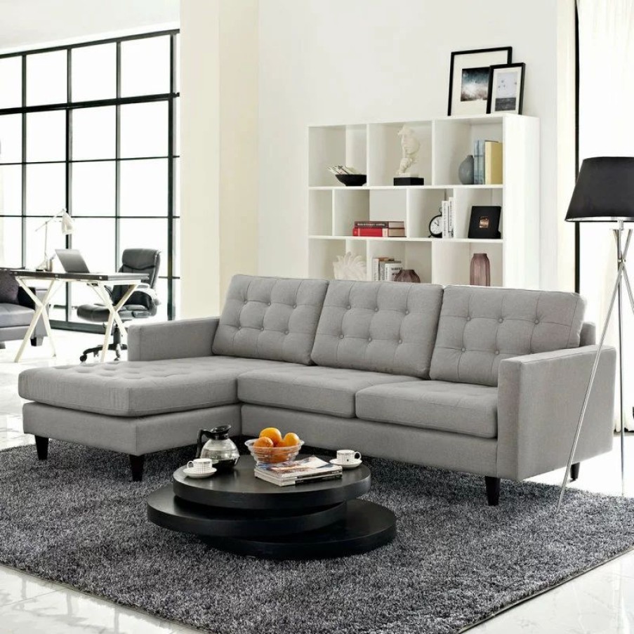 Sofas & Sectionals * | Lexmod Empress Left-Facing Upholstered Fabric Sectional Sofa, Light Gray