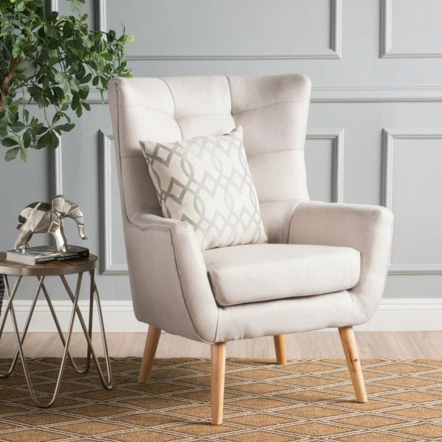 Chairs * | Gdfstudio Gdf Studio Temescal Mid Century Modern Dark Teal Fabric Club Chair, Wheat