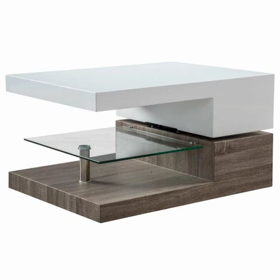 Coffee & Accent Tables * | Gdfstudio Gdf Studio Emerson Rectangular Mod Swivel Coffee Table With Glass