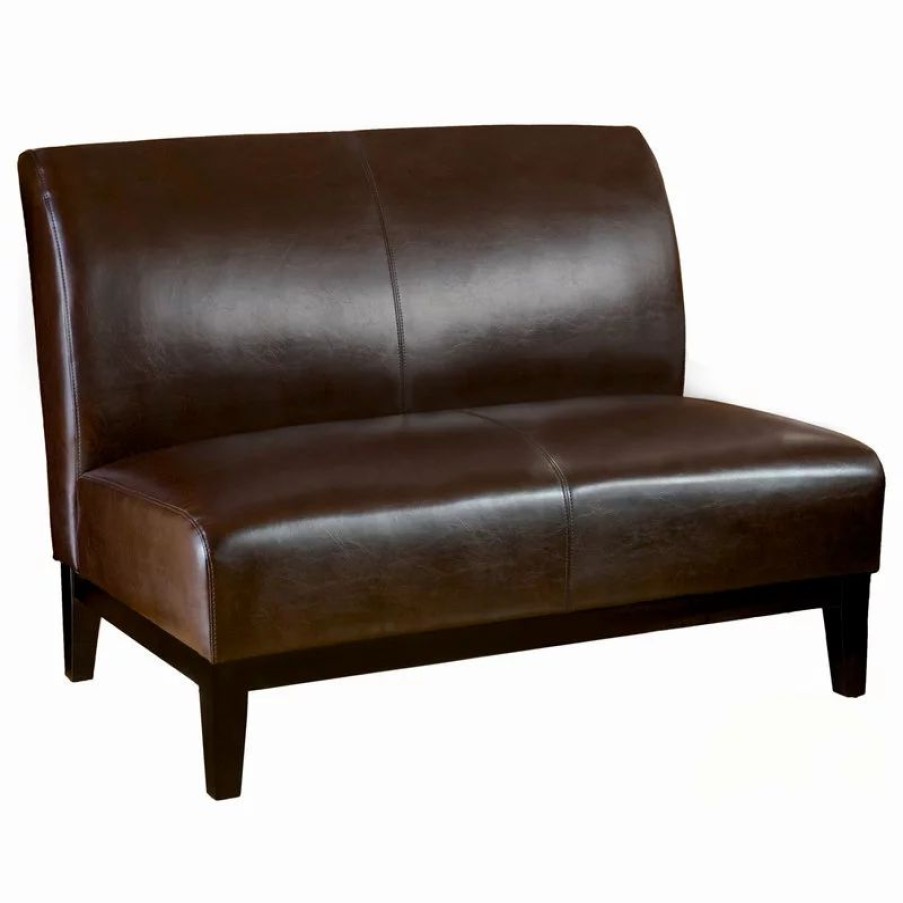 Sofas & Sectionals * | Gdfstudio Massimo Leather Loveseat, Brown