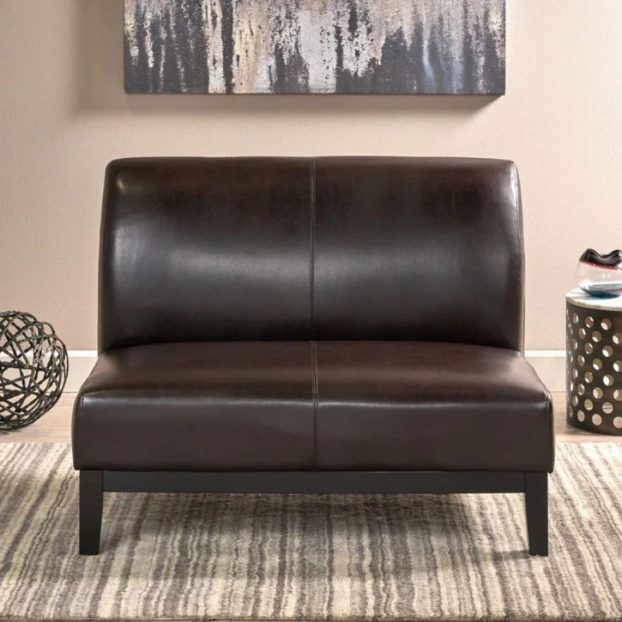 Sofas & Sectionals * | Gdfstudio Massimo Leather Loveseat, Brown