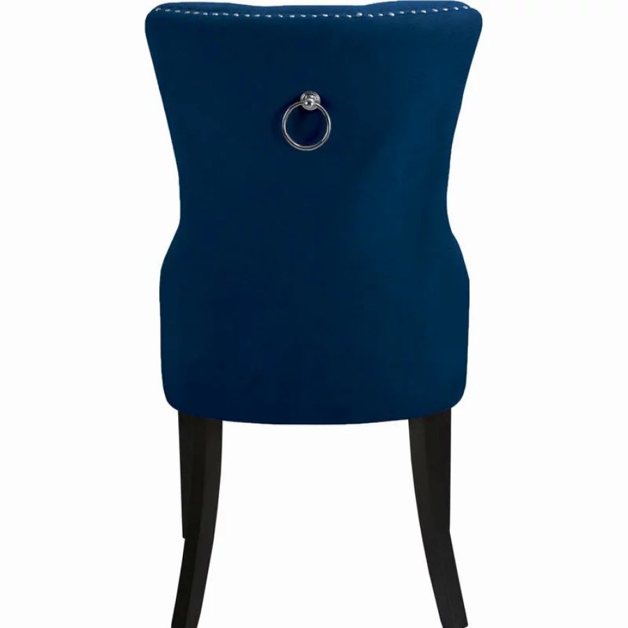Chairs * | Mod The Monarch Dining Chair, Navy, Velvet Set Of 2