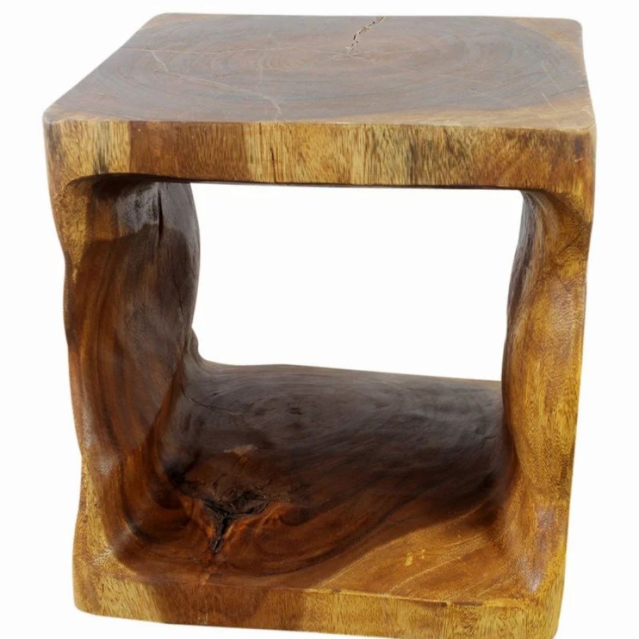 Coffee & Accent Tables * | Kammika Import Export Co., Ltd (Thailand) Haussmann Wood Natural Cube End Sofa Table 16 In X 16 In H Walnut Oil