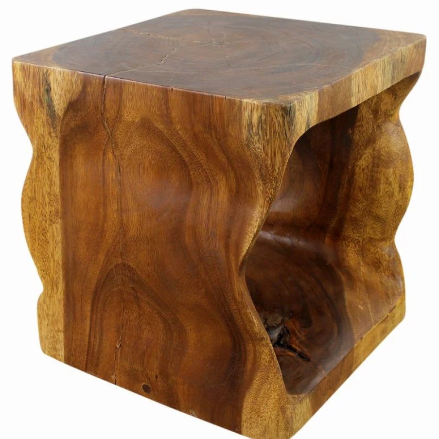 Coffee & Accent Tables * | Kammika Import Export Co., Ltd (Thailand) Haussmann Wood Natural Cube End Sofa Table 16 In X 16 In H Walnut Oil