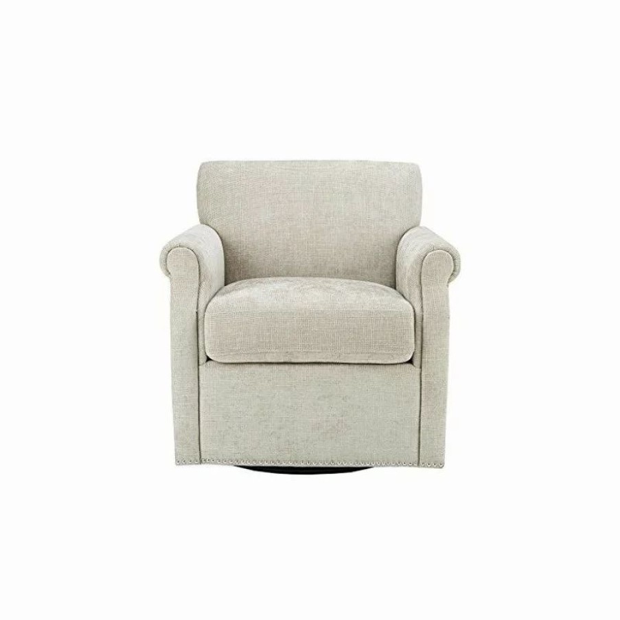 Chairs * | Olliix Madison Park Aldrich Armed Lounge Chair With Swivel Base Beige