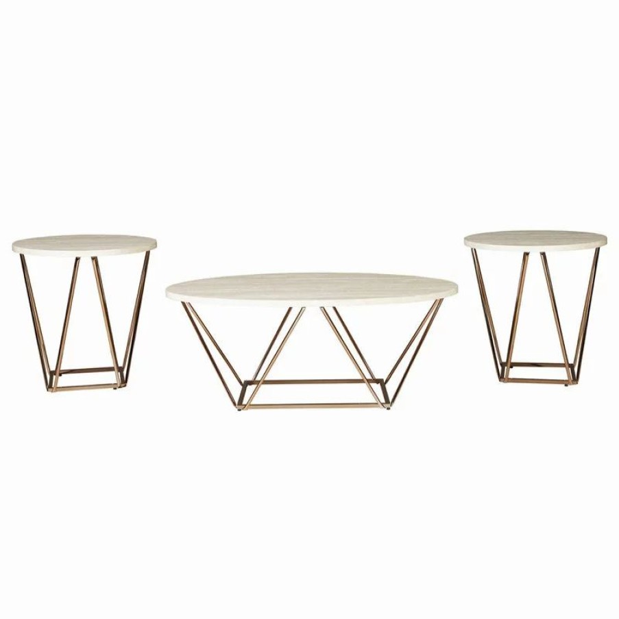 Coffee & Accent Tables * | Ashley Furniture Industries Tarica Two-Tone Occasional Table Set Of 3