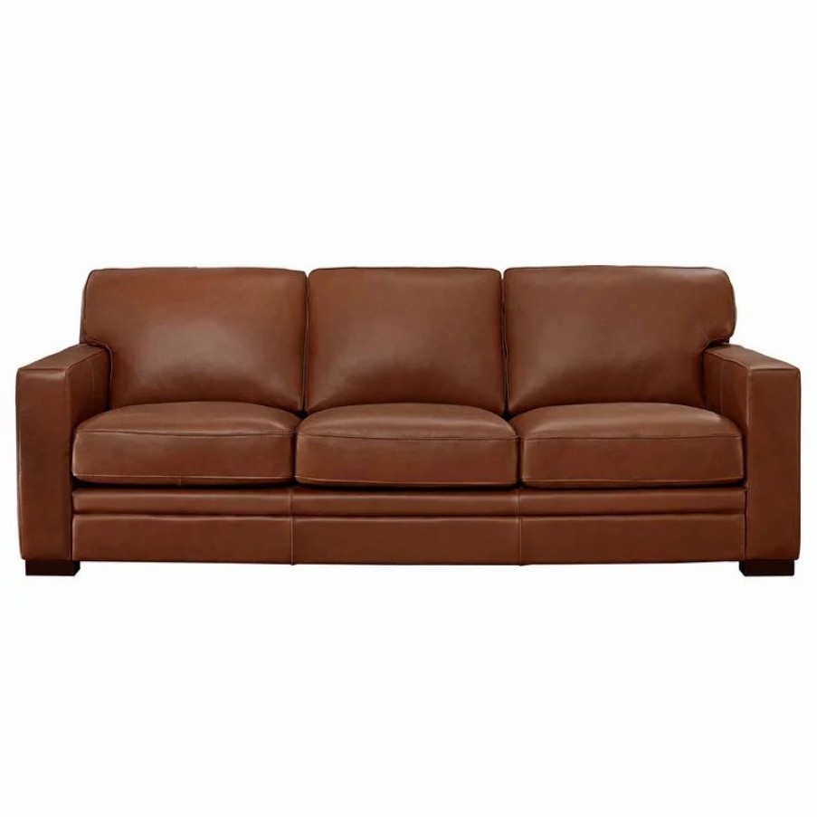 Sofas & Sectionals * | Hydeline Usa Hydeline Dillon Top Grain Leather Sofa Collection, Cinnamon Brown, Sofa