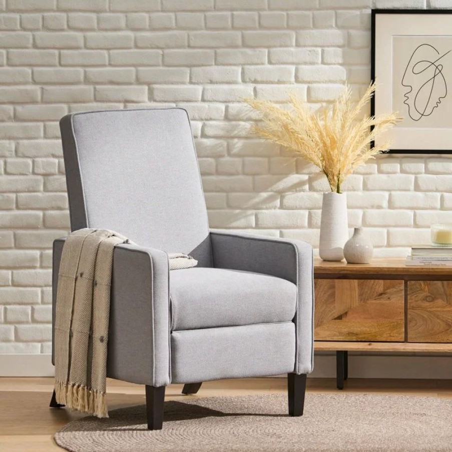 Chairs * | Gdfstudio Gdf Studio Drake Light Gray Fabric Recliner Club Chair