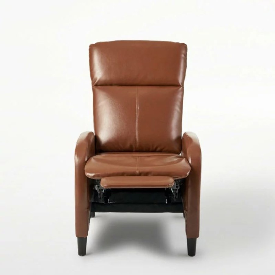 Chairs * | Gdfstudio Gdf Studio Trenton Leather Recliner, Hazelnut