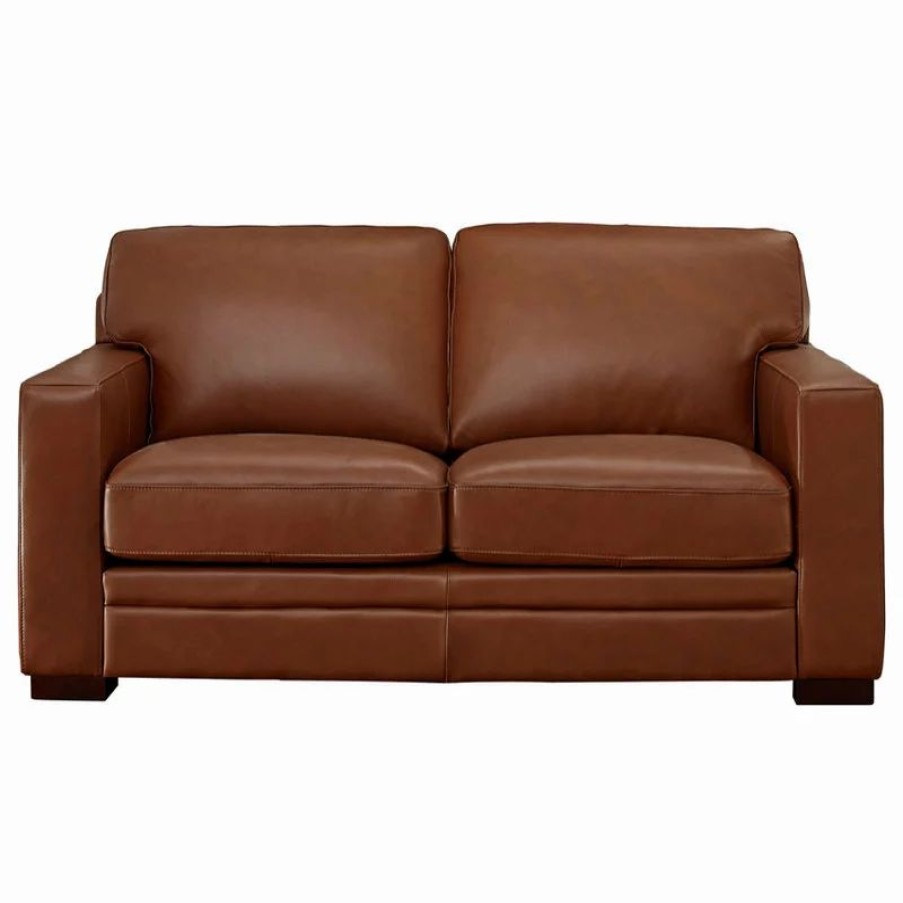 Sofas & Sectionals * | Hydeline Usa Hydeline Dillon Top Grain Leather Sofa Collection, Cinnamon Brown, Loveseat