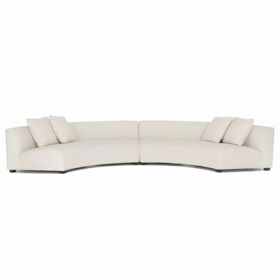 Sofas & Sectionals * | Zin Home Liam Modern Cream 2 Piece Curved Sectional Sofa