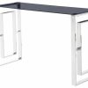 Console Tables * | Best Master Furniture Mallory Smoked Glass Living Room Sofa Table, Silver
