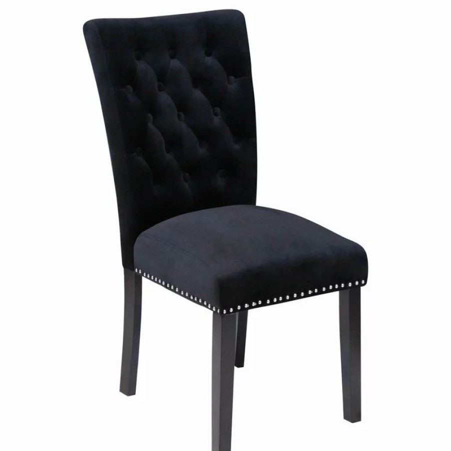 Chairs * | Mod The Eleanor Dining Chair, Black, Velvet, Set Of 2