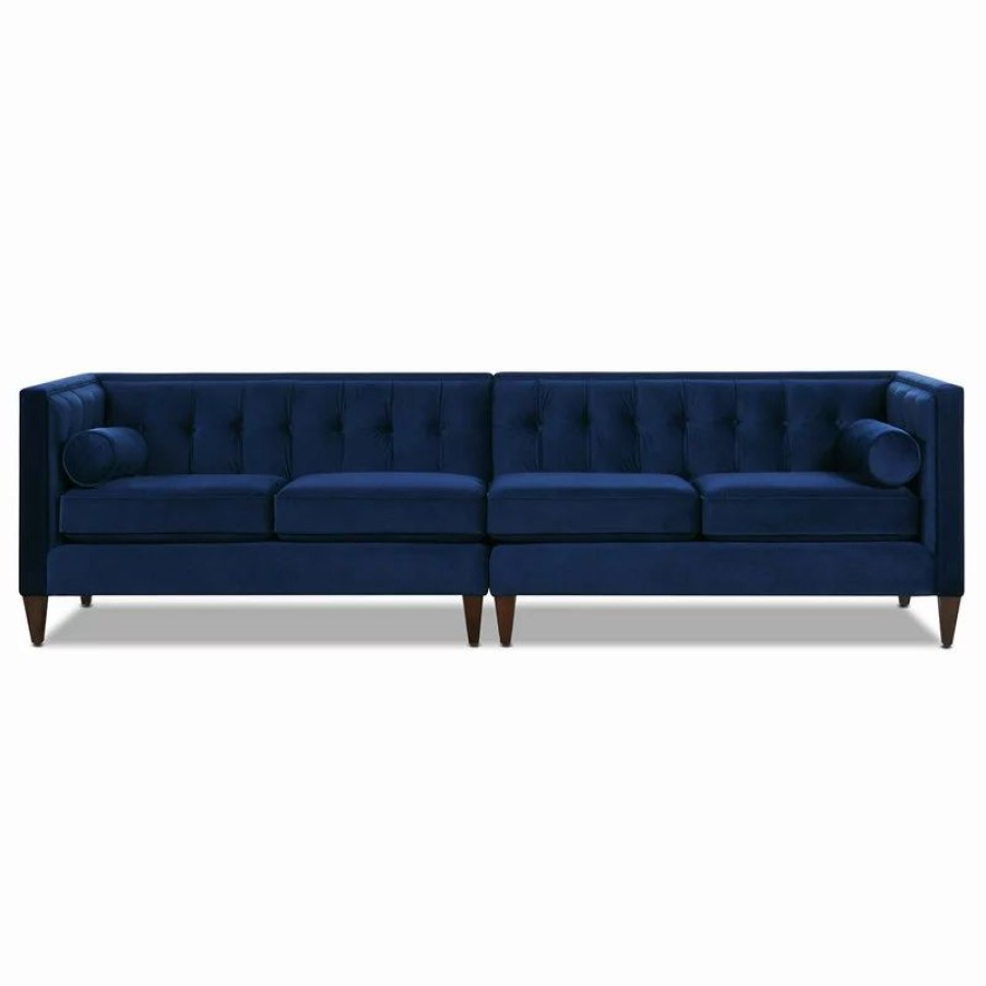 Sofas & Sectionals * | Jennifer Taylor Home Jack 118 Modern Tuxedo Tufted Long Modular Sofa, Navy Blue Velvet