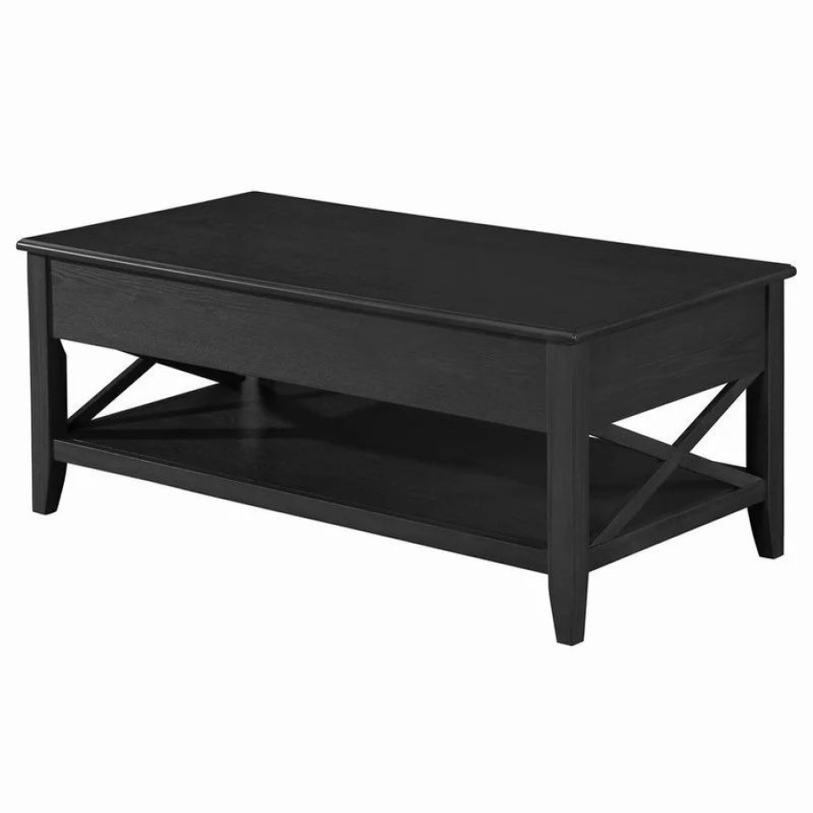 Coffee & Accent Tables * | Gdfstudio Laurel Farmhouse Faux Wood Lift Top Coffee Table, Black