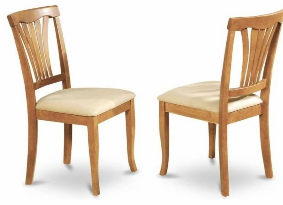 Chairs * | East West Furniture Avon Chair With Cushion Seat, Oak Finish, Set Of 2