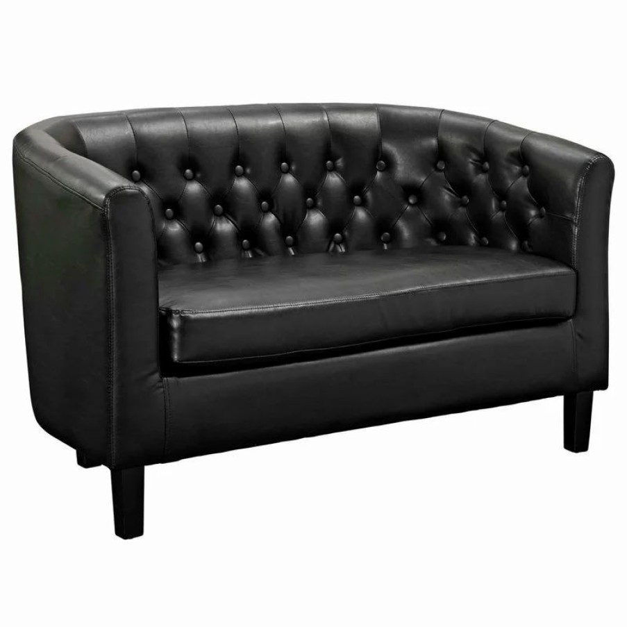 Sofas & Sectionals * | Lexmod Prospect Faux Leather Loveseat, Black