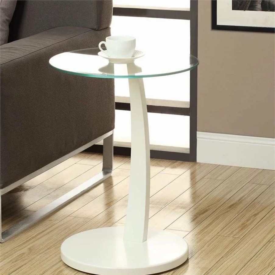 Console Tables * | Monarch Accent Table C-Shaped End Side Snack Living Room Bedroom Laminate White